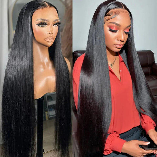 LAVISH HAIR Straight 13x4 Glueless Wig Lace Frontal Natural Black Human Hair Wig