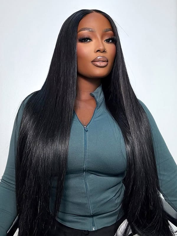 LAVISH HAIR Straight 13x4 Lace Frontal Wig Natural Black Human Hair Wig