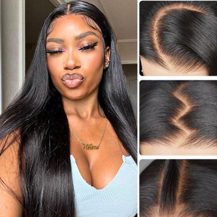 LAVISH HAIR Straight 13x4 Lace Frontal Wig Natural Black Human Hair Wig