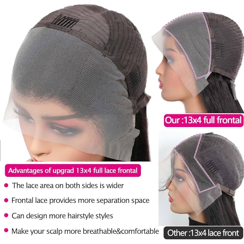 LAVISH HAIR Straight 13x4 Lace Frontal Wig Natural Black Human Hair Wig