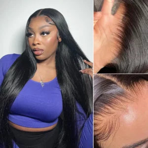 LAVISH HAIR Straight 13x4 Glueless Wig Lace Frontal Natural Black Human Hair Wig