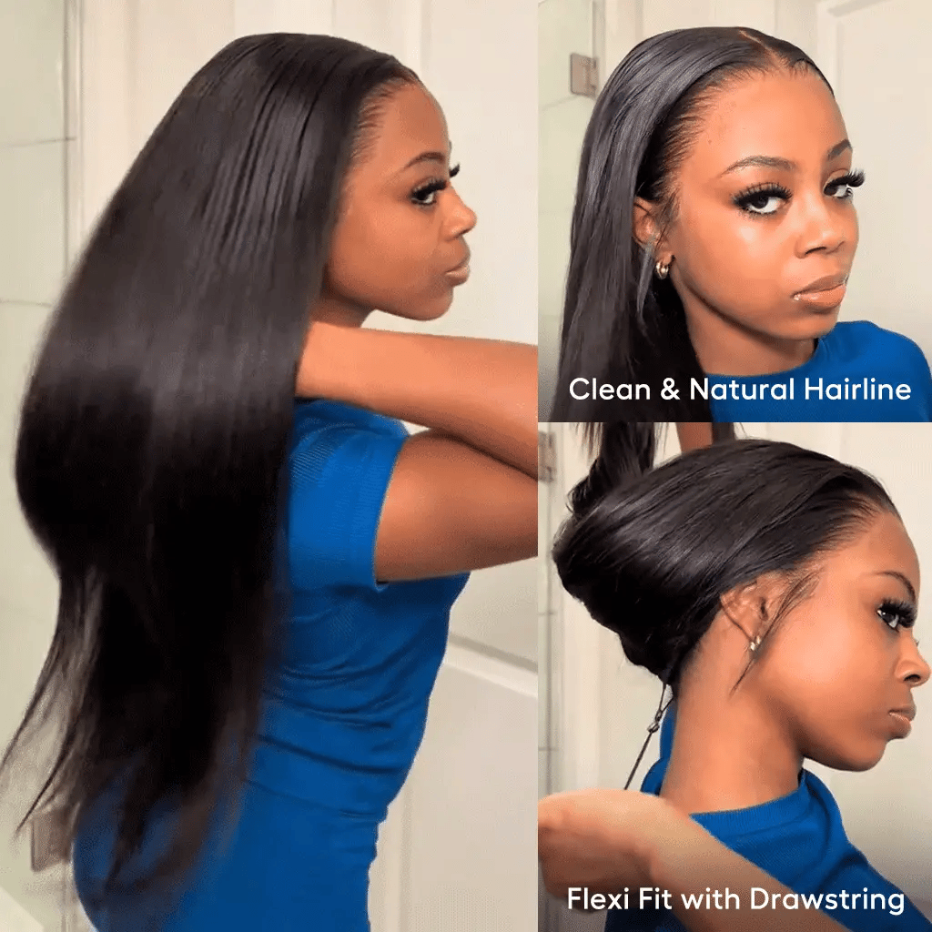 LAVISH HAIR Straight 13x6 Glueless Wig Lace Frontal Natural Black Human Hair Wig