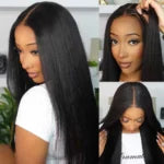 LAVISH HAIR Yaki Straight Half Wig Flip Over Glueless Wig 3 IN 1 Quick Install